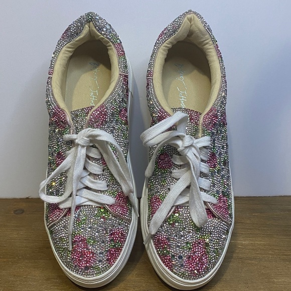 Betsy Johnson Pink and Silver Embellished Sneakers - Picture 7 of 9